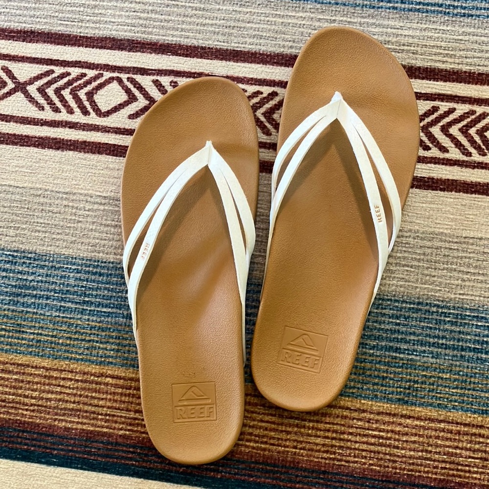Reef Spring Joy White Leather Upper Sandals Size 10
